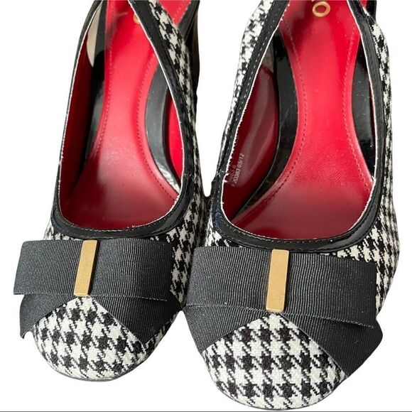 Liz & Co B&W Houndstooth with Ribbon Sling Back Heels Sz 7M - Picture 3 of 10